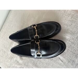 H&M Black Horsebit Loafers Gold Hardware Chunky Sole Women49